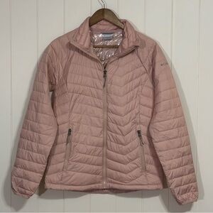 Columbia Pink Puffer Jacket with Chevron Quilting